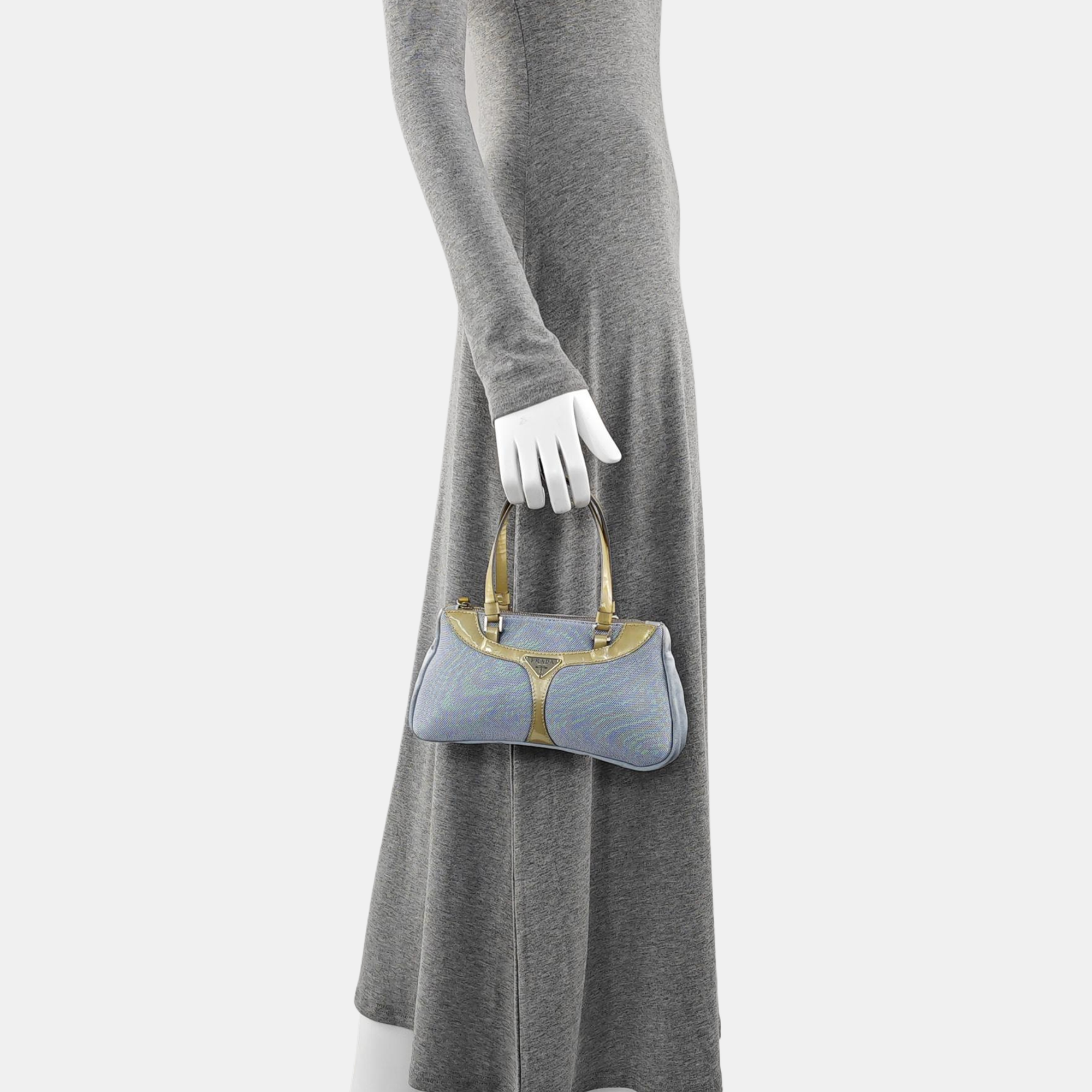 Fabric Top Handle Bag Blue