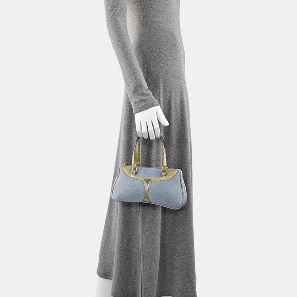 Fabric Top Handle Bag Blue