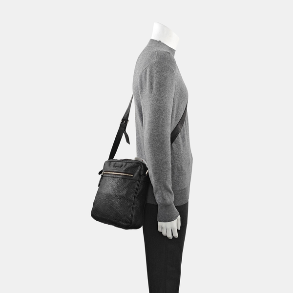 Monogram Calfskin Shoulder Bag Black