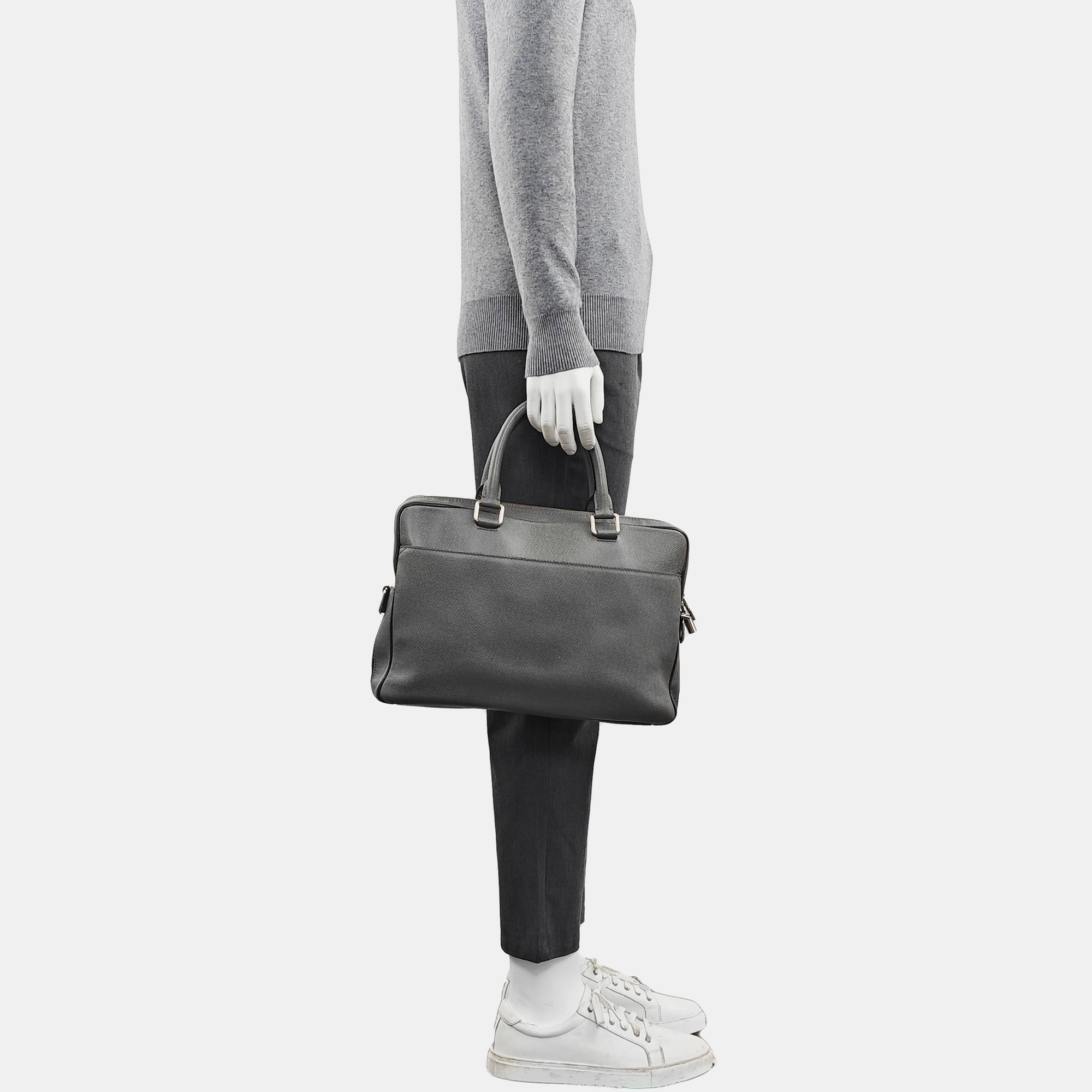 Calfskin Top Handle Bag Gray