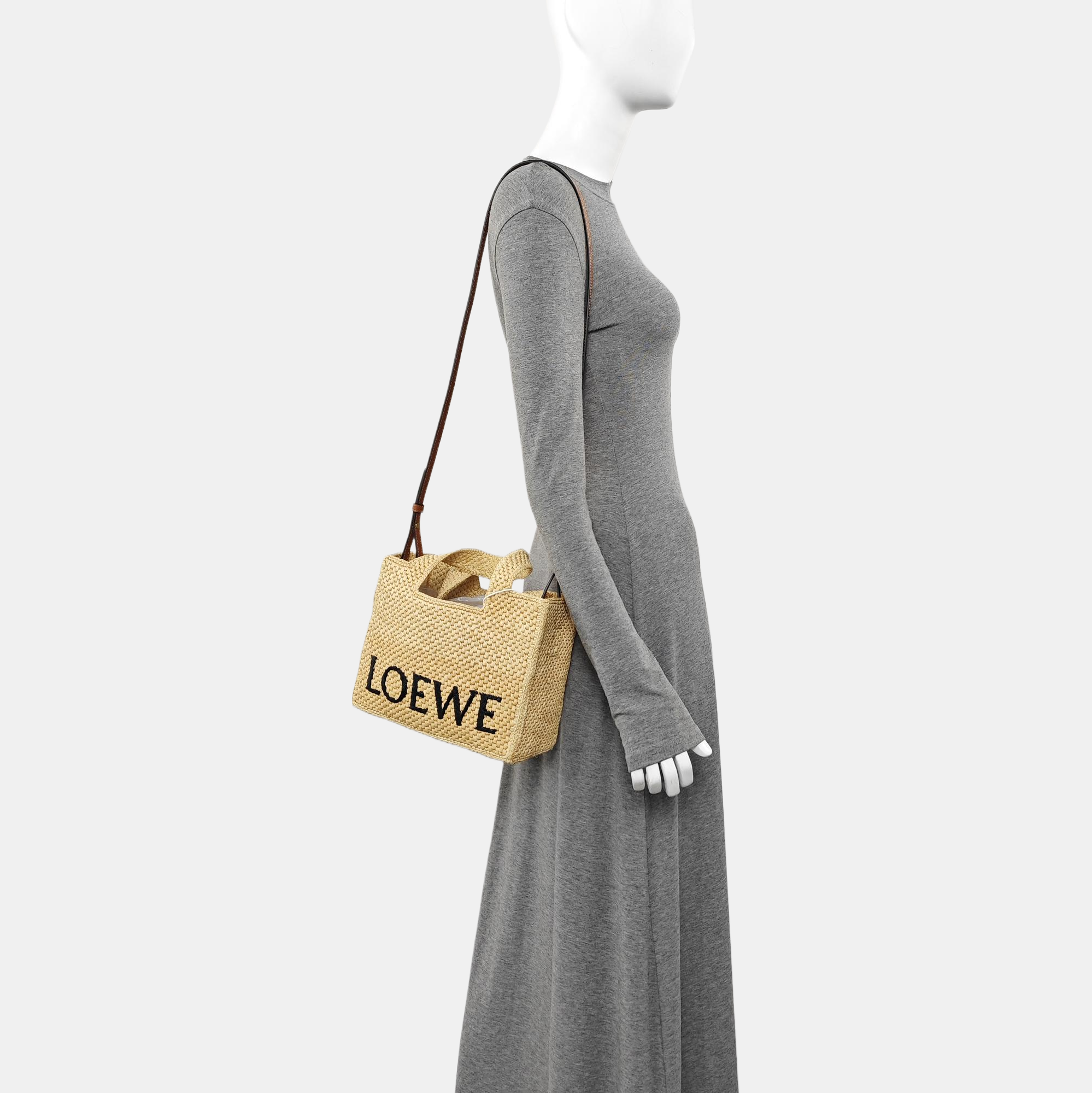 Font Tote Small Straw Beige