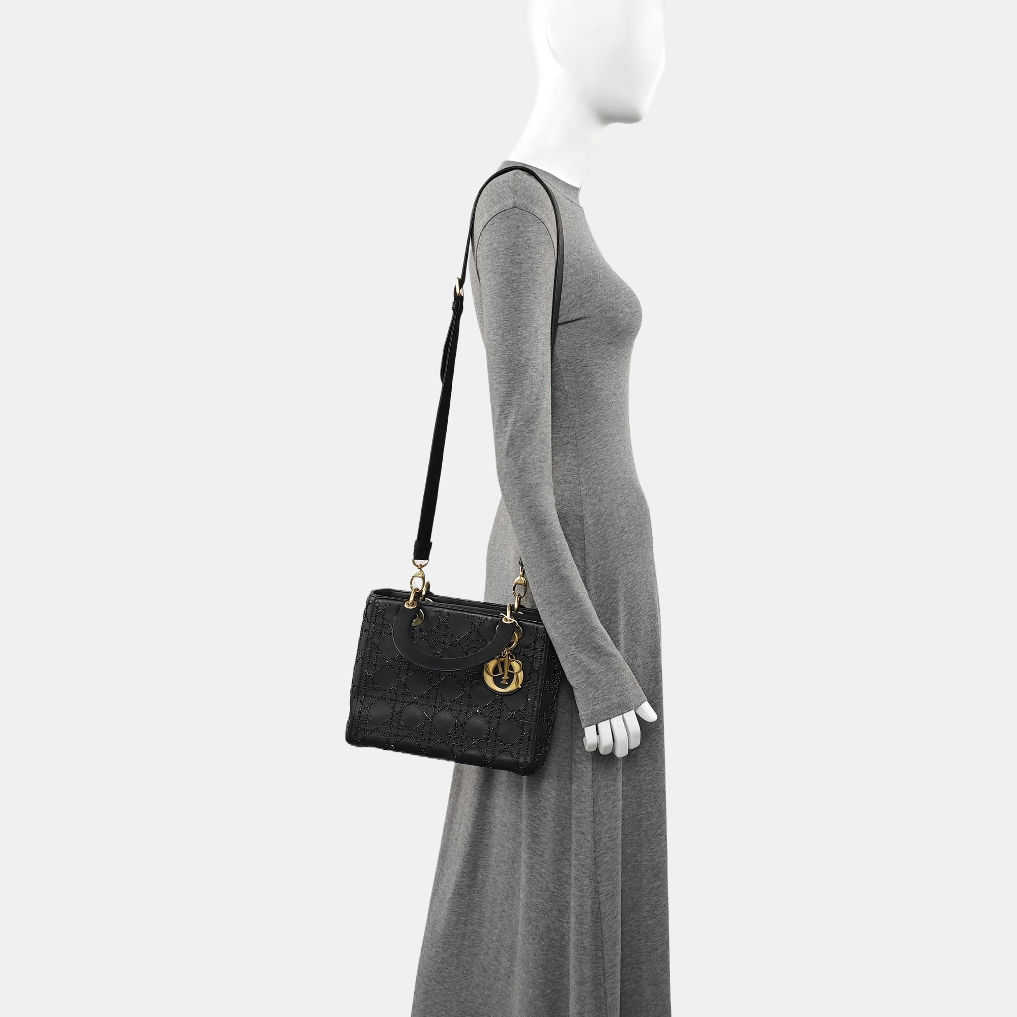 Lady Dior Medium Cannage Lambskin Black