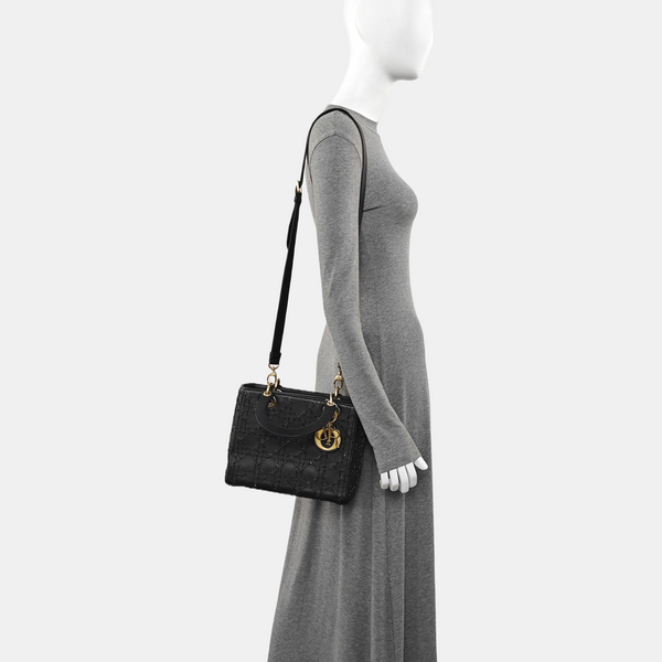 Lady Dior Medium Cannage Lambskin Black