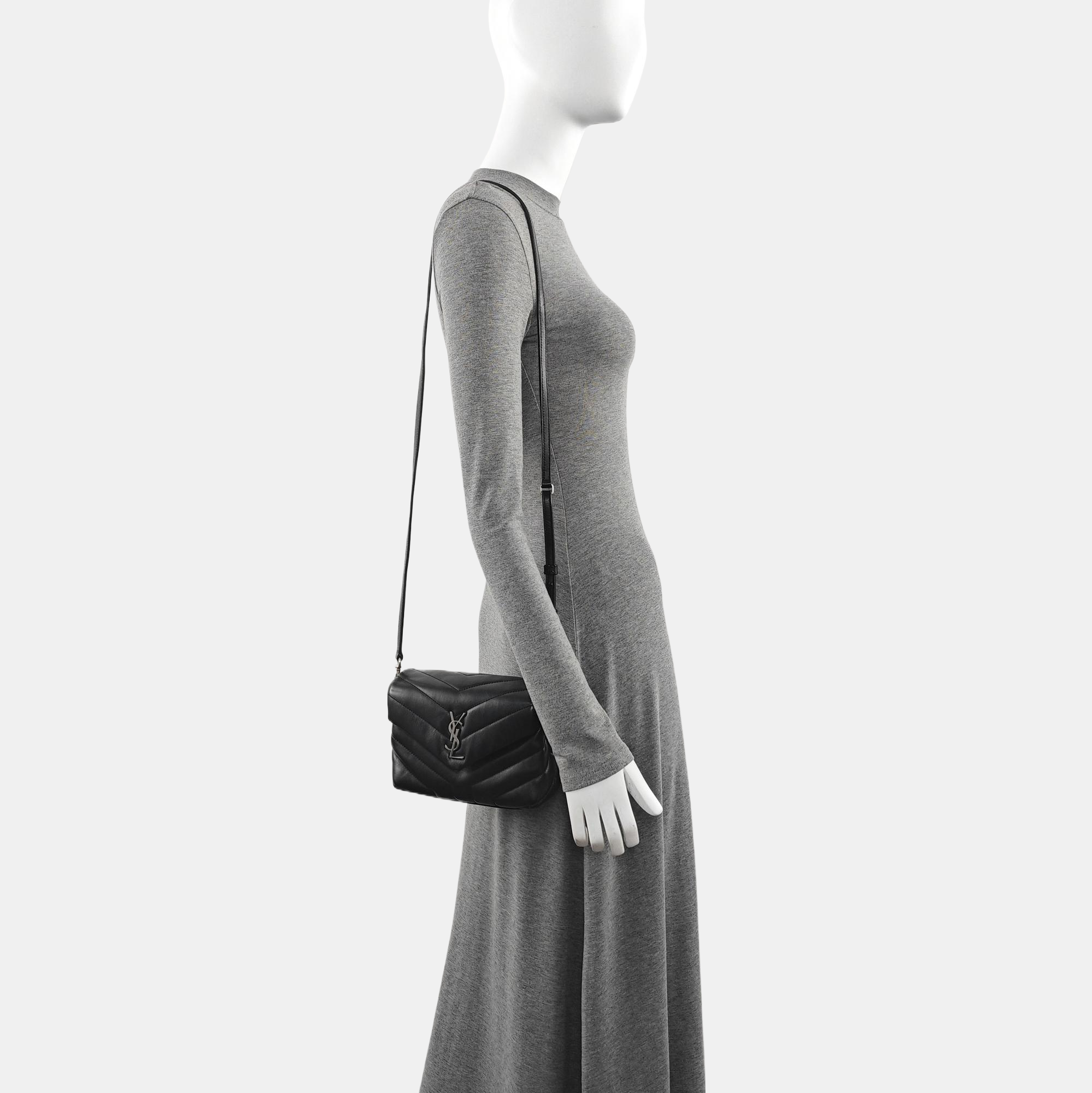 Authenticated pre-owned  LOULOU Extra Small Chevron, Quilted Calfskin Black - Shoulder Bag at Looply