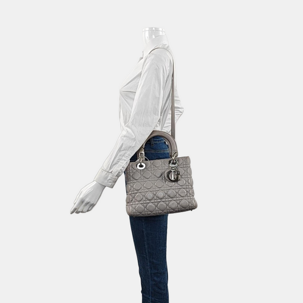 Lady Dior Medium Cannage Lambskin Gray