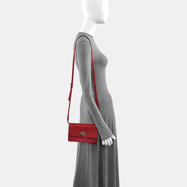 Saffiano Calfskin Shoulder Bag Red