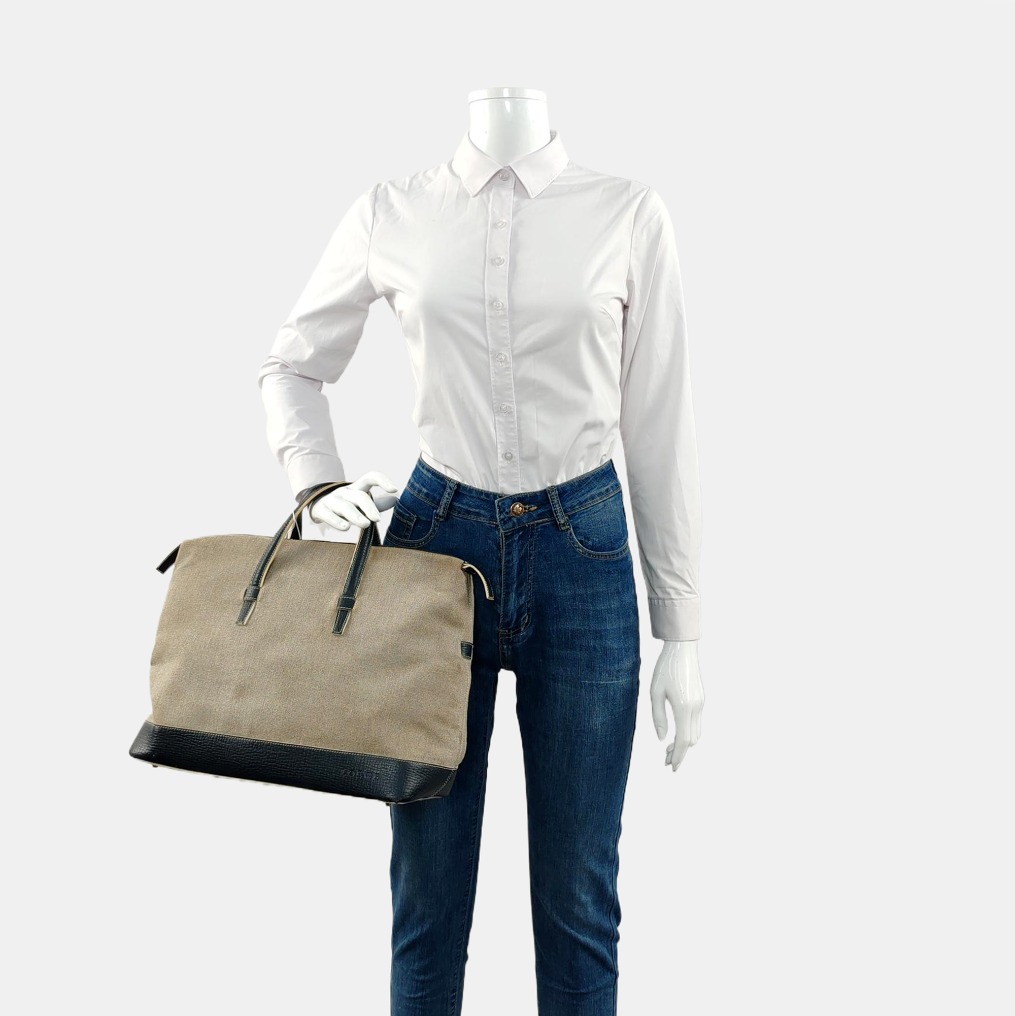 Fabric Top Handle Bag Gray