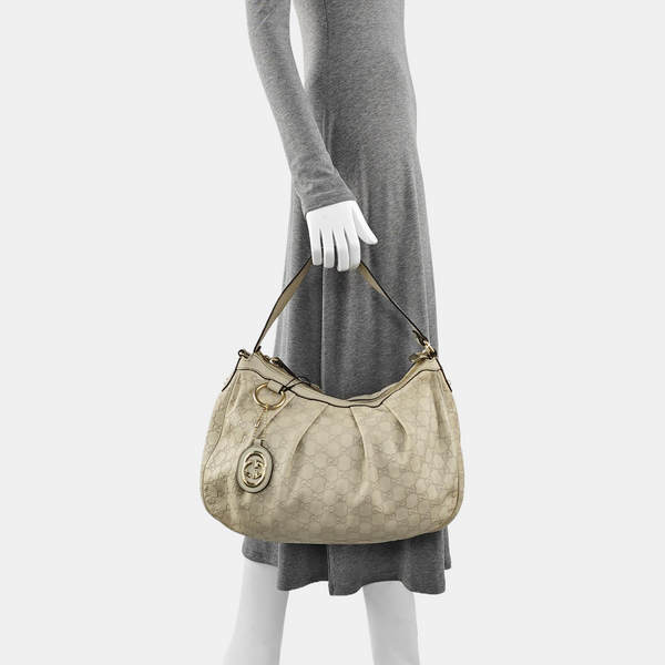 Sukey Monogram Calfskin Beige