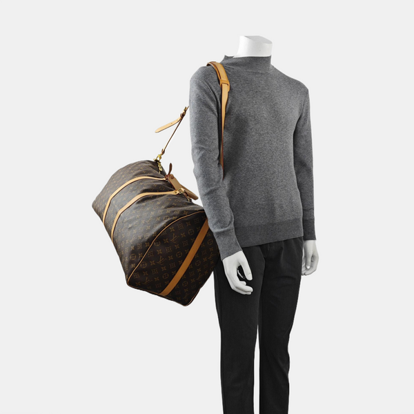 KEEPALL 60 Monogram Coated Canvas Brown