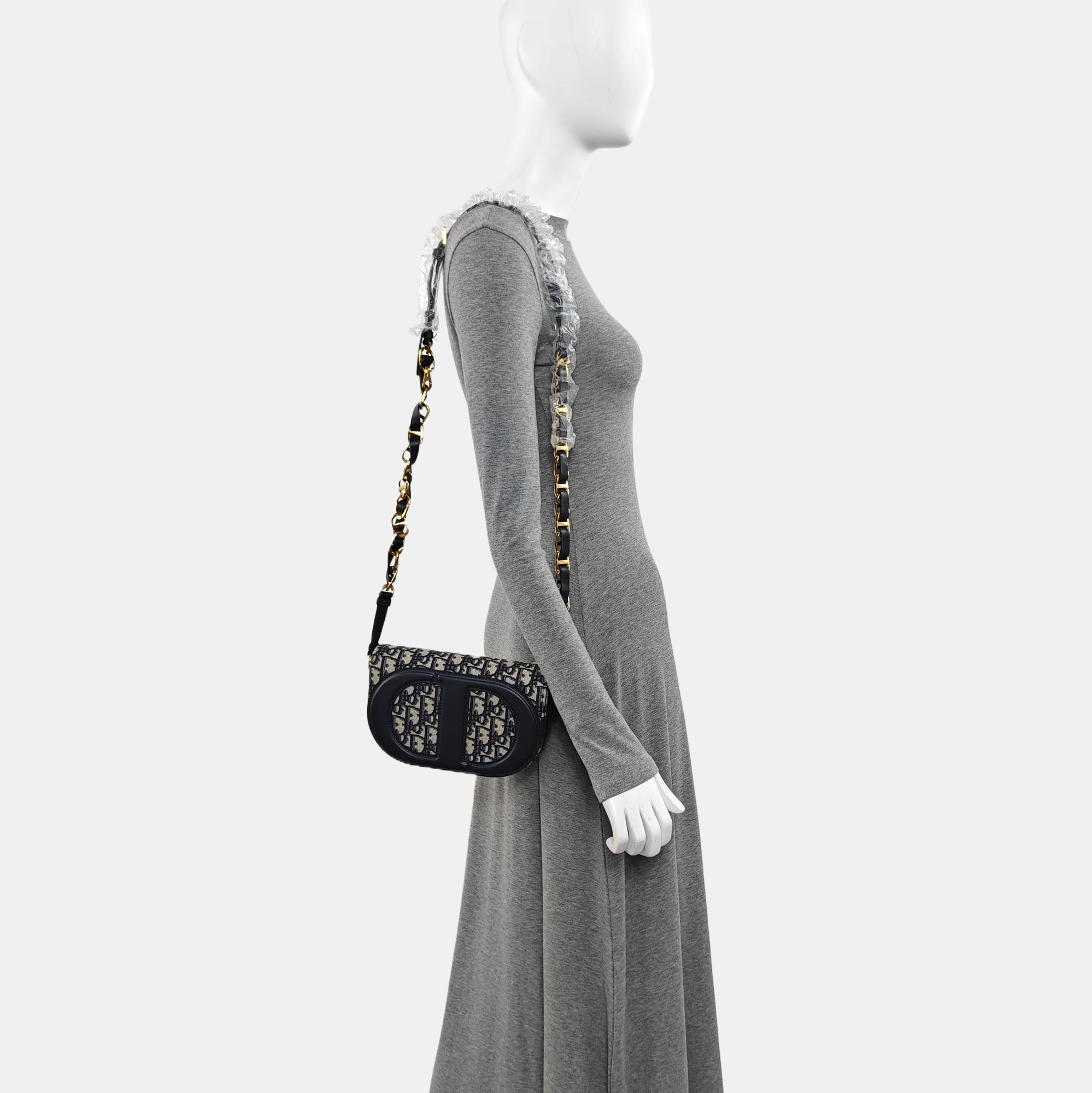 Oblique Canvas Shoulder Bag Blue