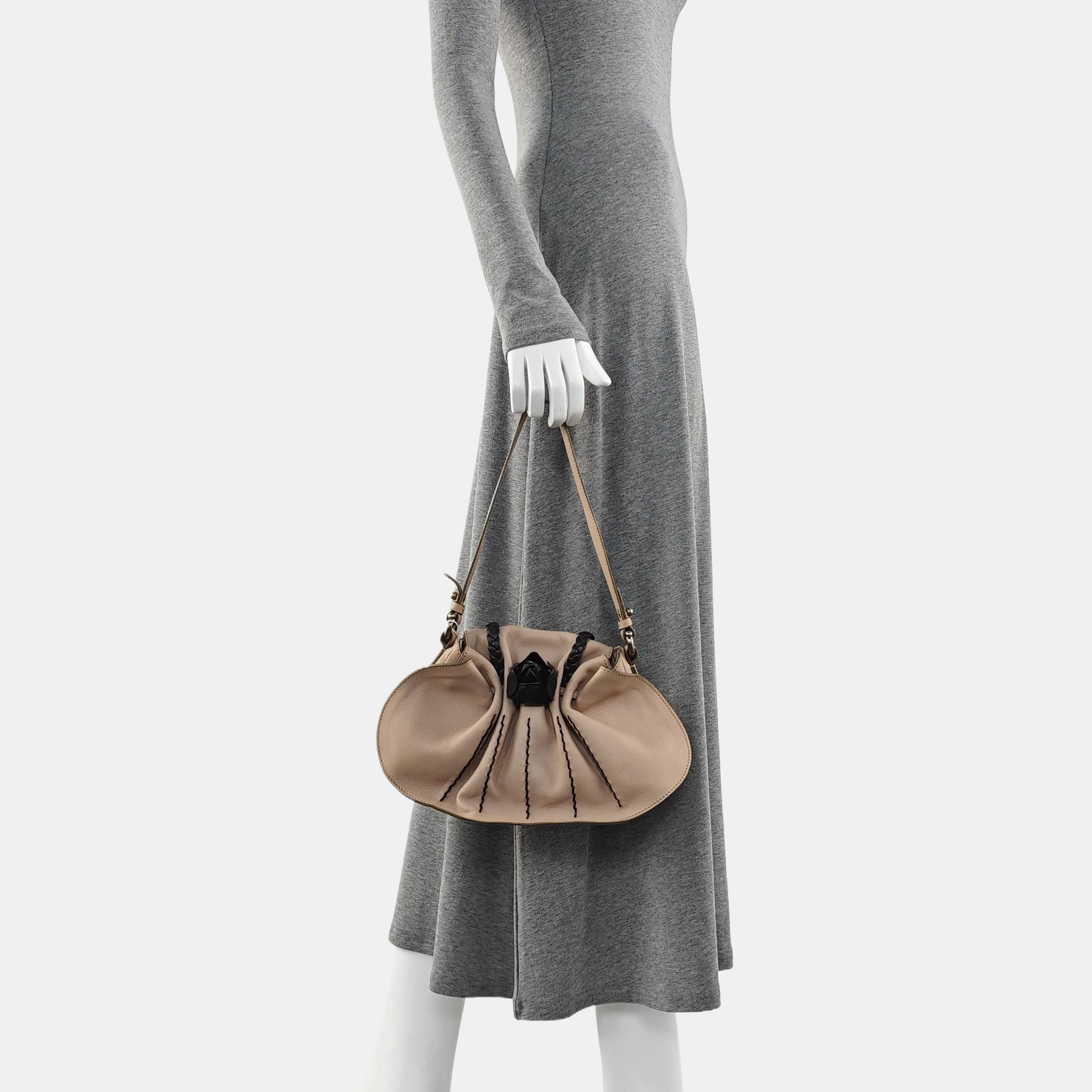 Leather Top Handle Bag Pink