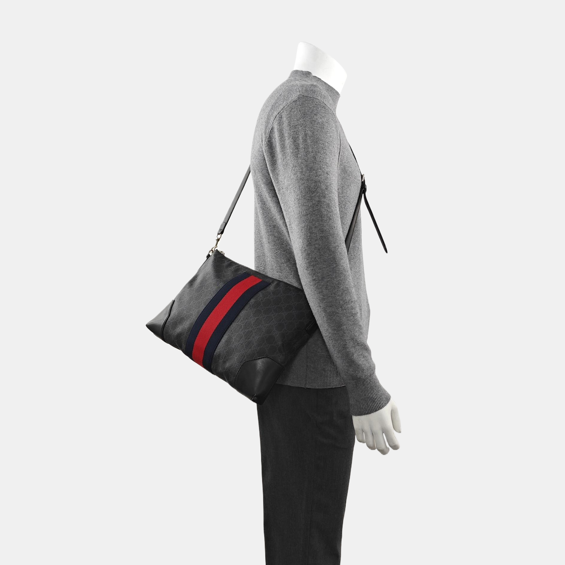GG Supreme Monogram Coated Canvas Gray