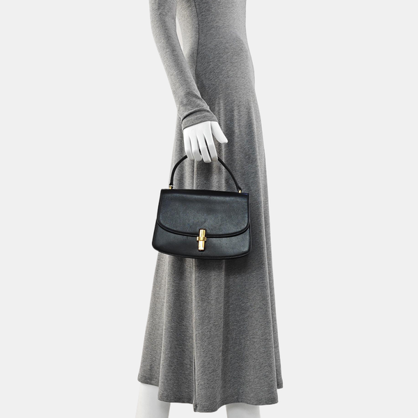 Calfskin Top Handle Bag Black