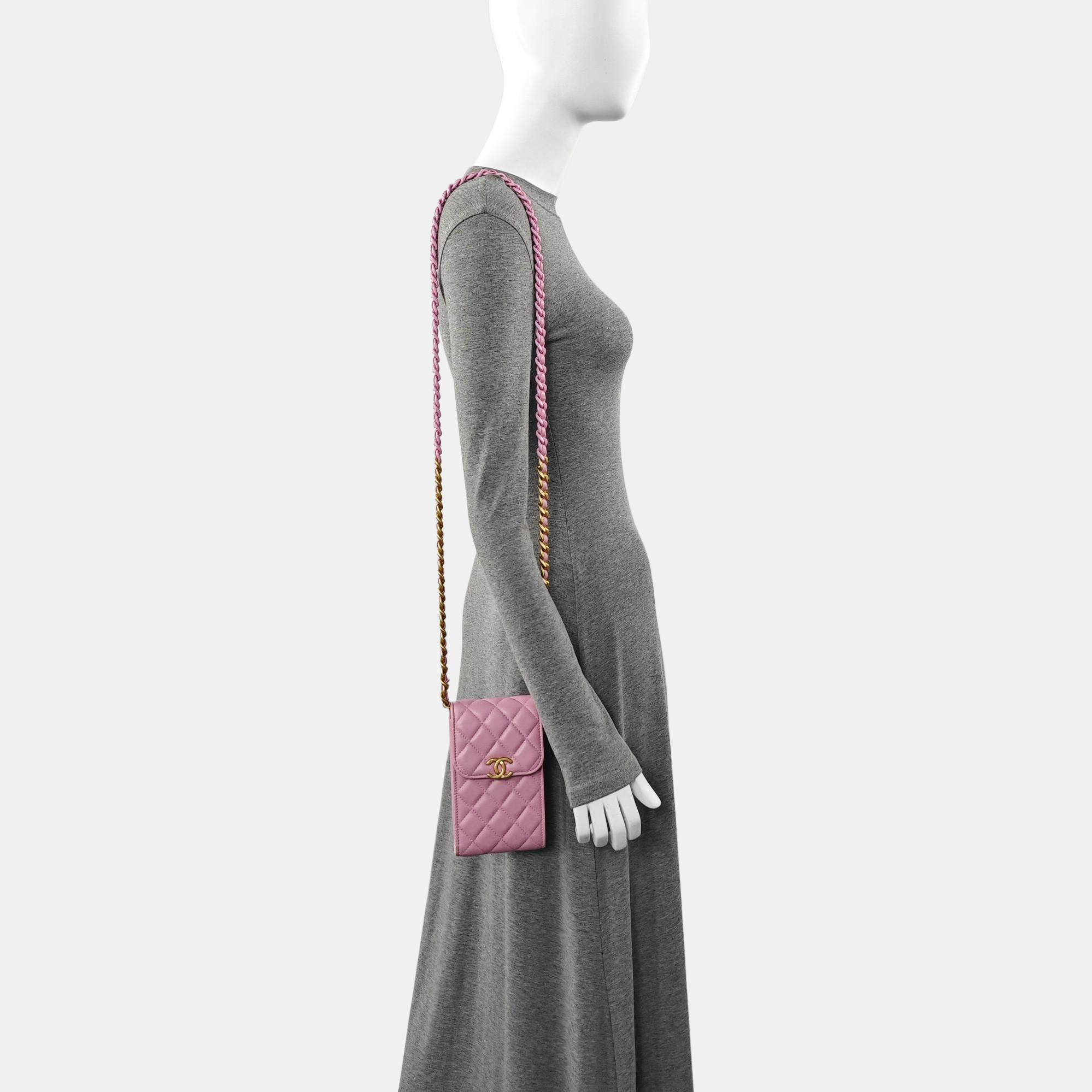 Authenticated pre-owned  TRENDY CC Quilted Lambskin Pink - Shoulder Bag at Looply