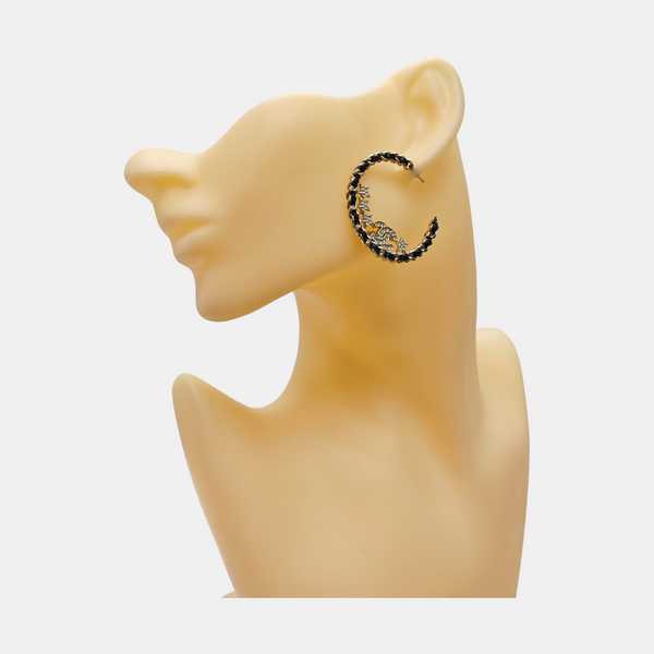 Metal Black Stud Earrings