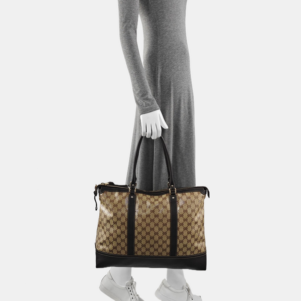 Monogram Coated Canvas Tote Bag Beige