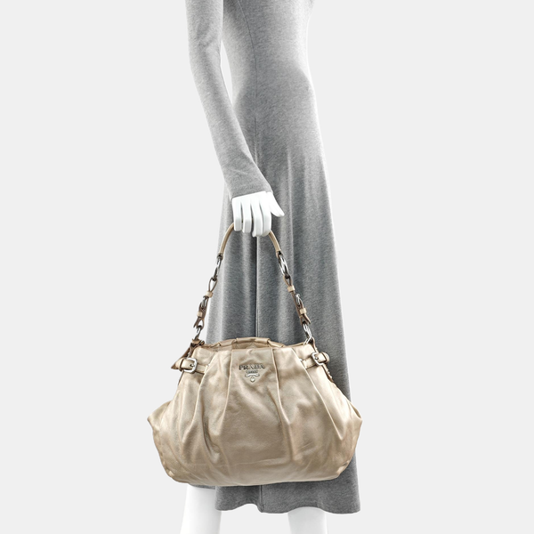 Calfskin Top Handle Bag Beige