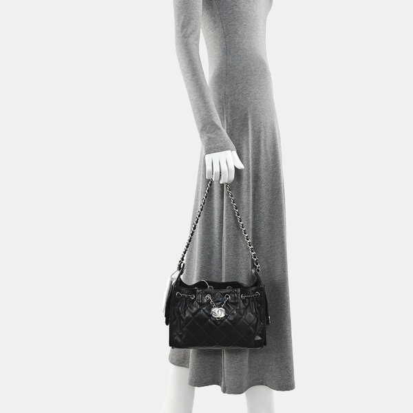 CHANEL 25 Mini Quilted Calfskin Black