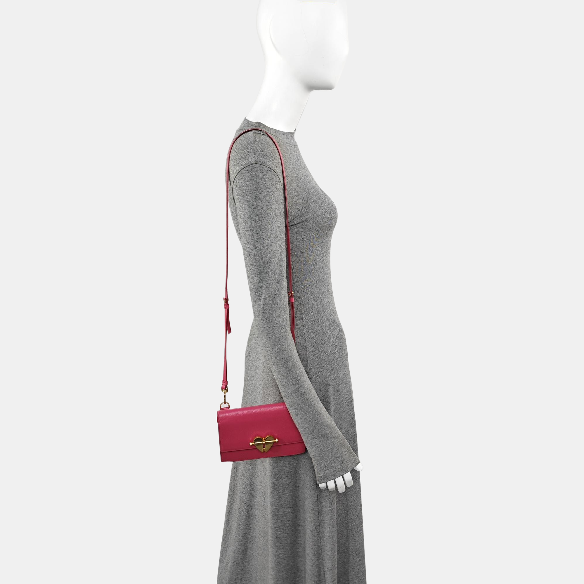 Saffiano Calfskin Shoulder Bag Mini Red