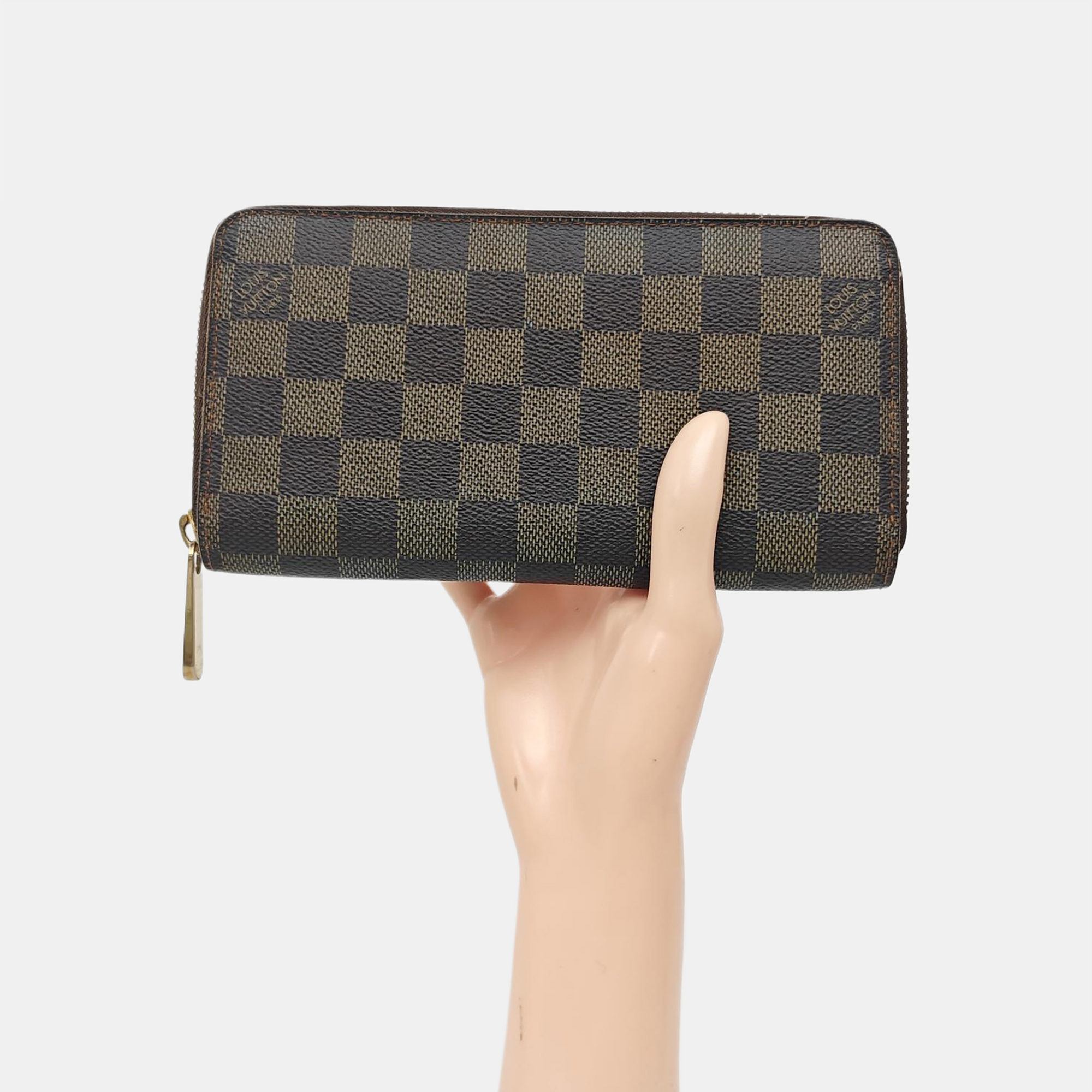 ZIPPY Damier Ebene Coated Canvas Brown Wallet