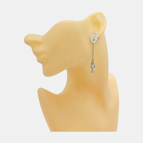 Lucky Locket Metal Silver Stud Earrings