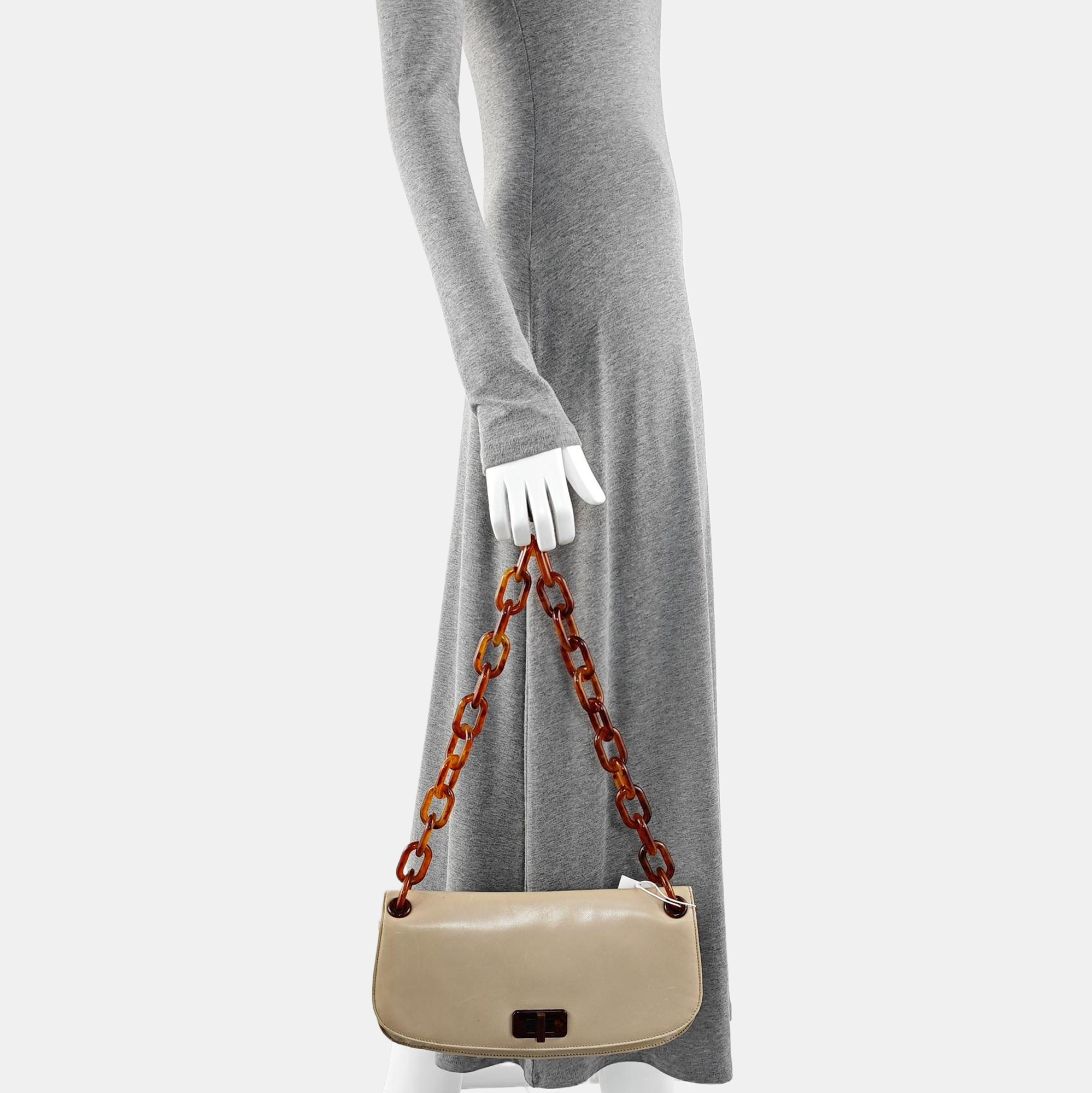 Calfskin Shoulder Bag Beige