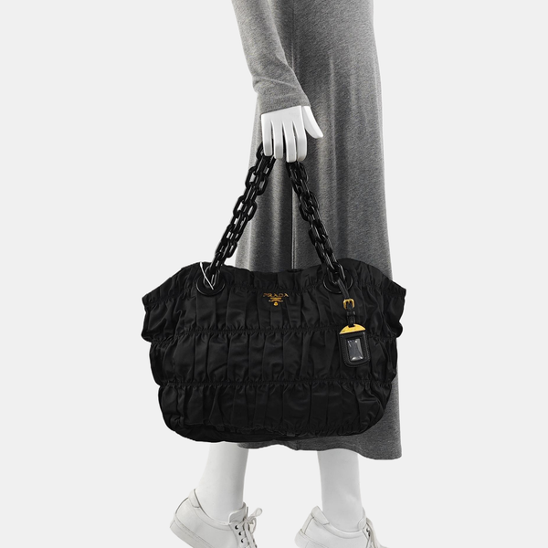 Nylon Top Handle Bag Black