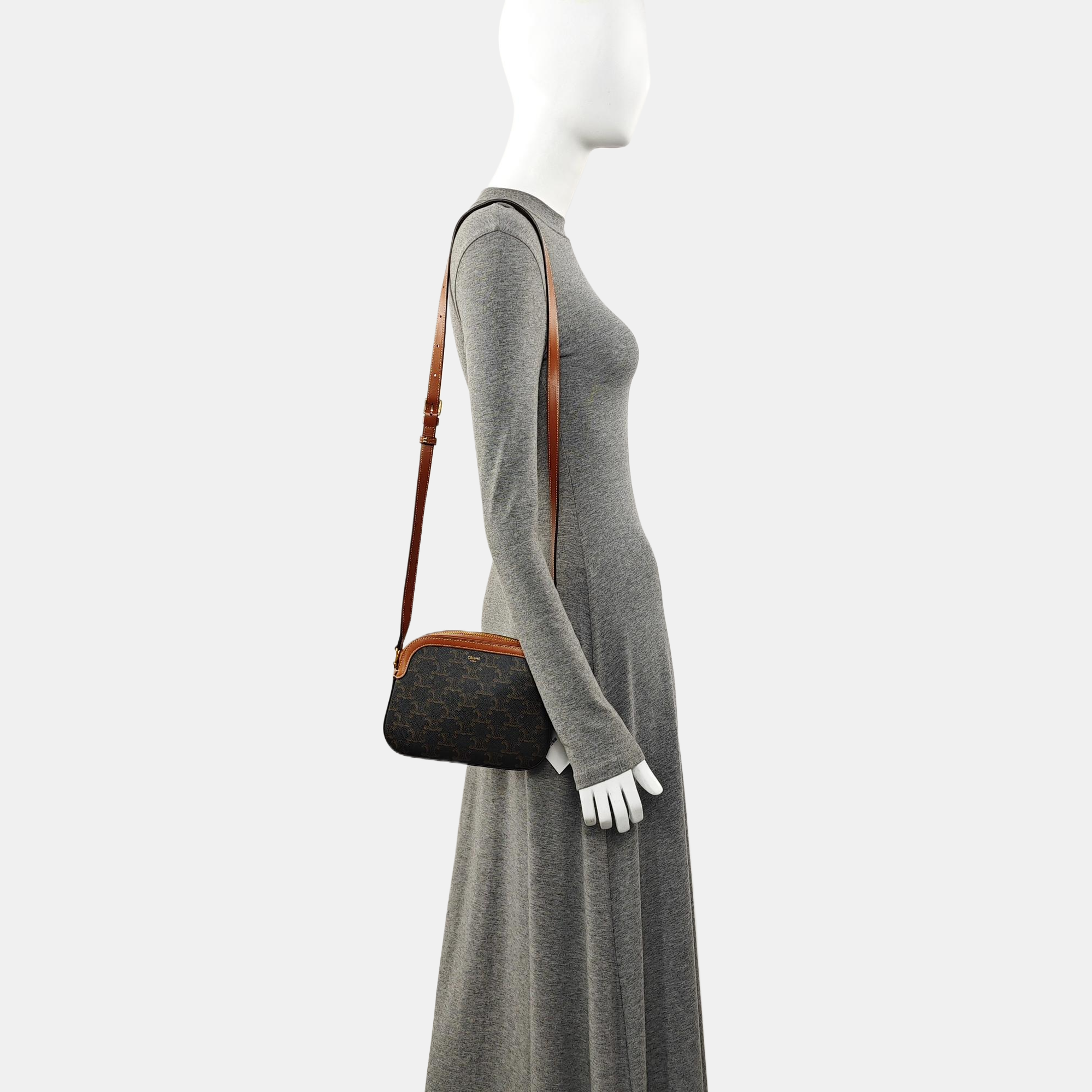 Authenticated pre-owned  TRIOMPHE CANVAS Small Coated Canvas Brown - Crossbody Bag at Looply