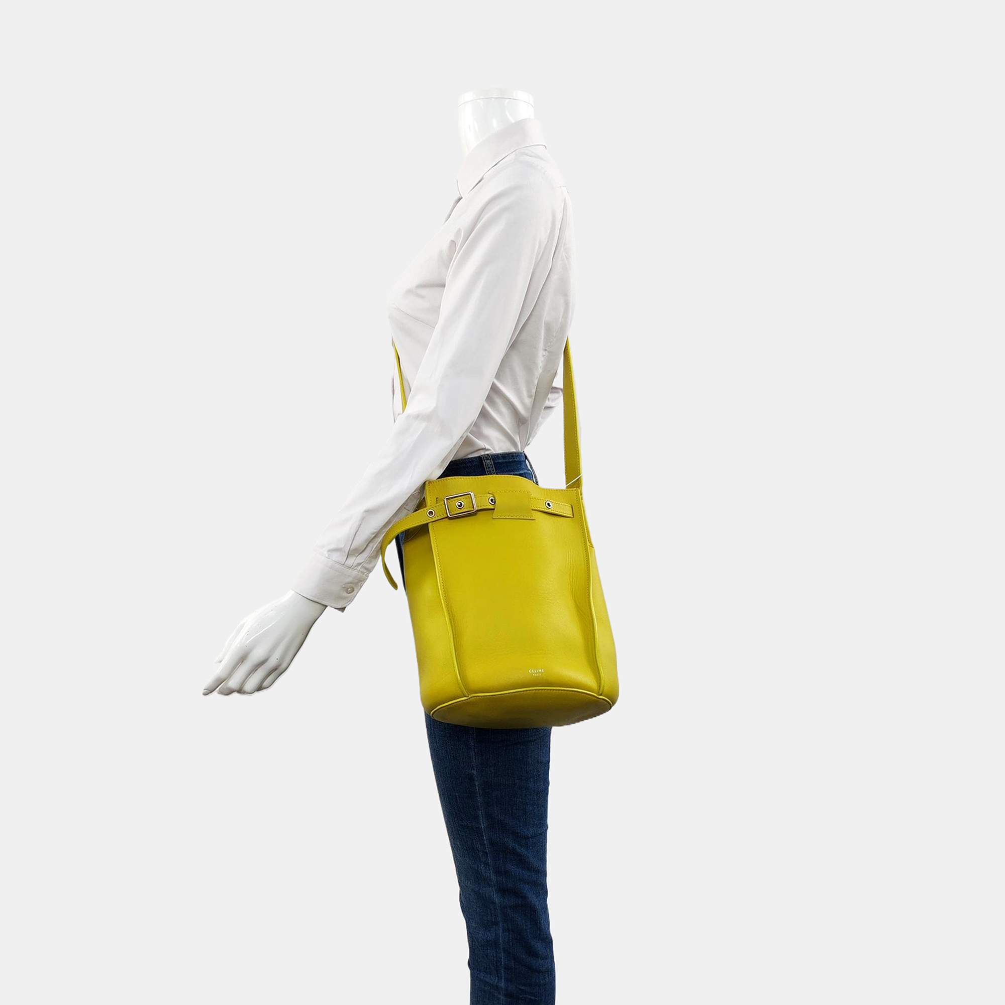 Authenticated pre-owned  BIG BAG Calfskin Yellow - Bucket Bag at Looply