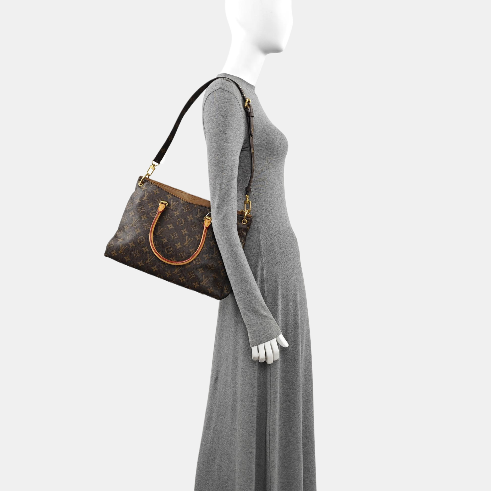PALLAS MM Monogram Coated Canvas Brown