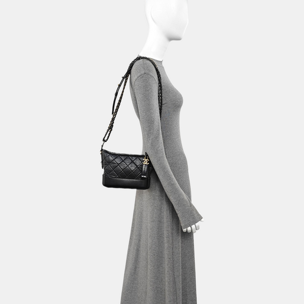 GABRIELLE Small Quilted Calfskin Black