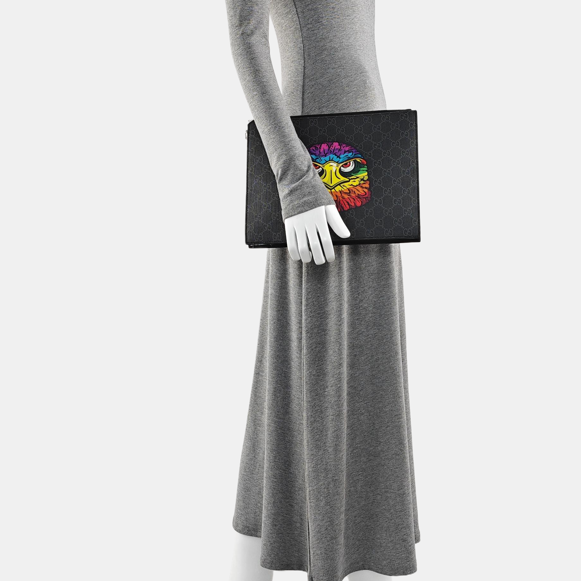 Coated Canvas Clutch Black
