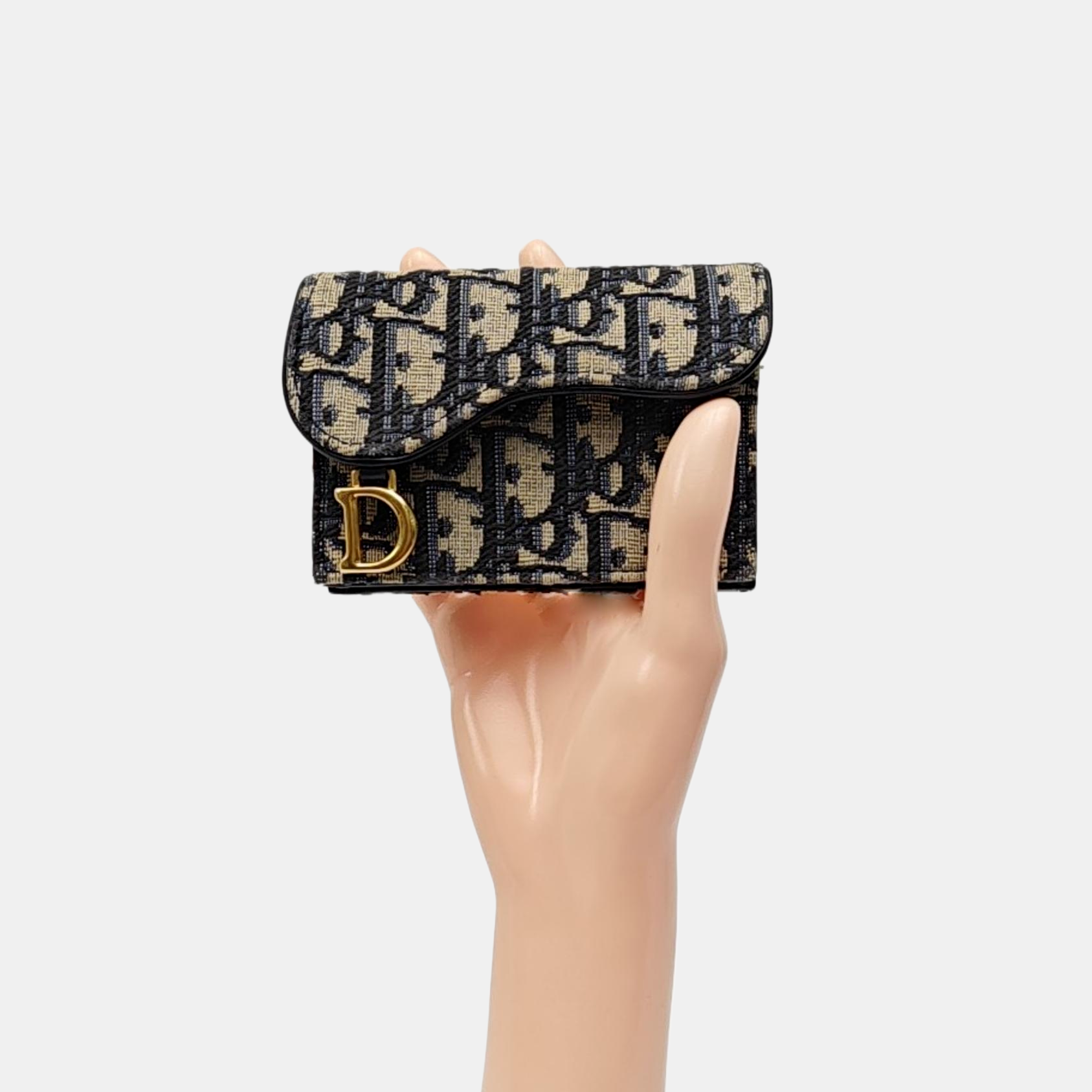 Saddle Mini Oblique Canvas Blue Card Holder