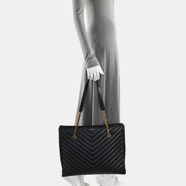 TRIBECA Chevron Calfskin Black