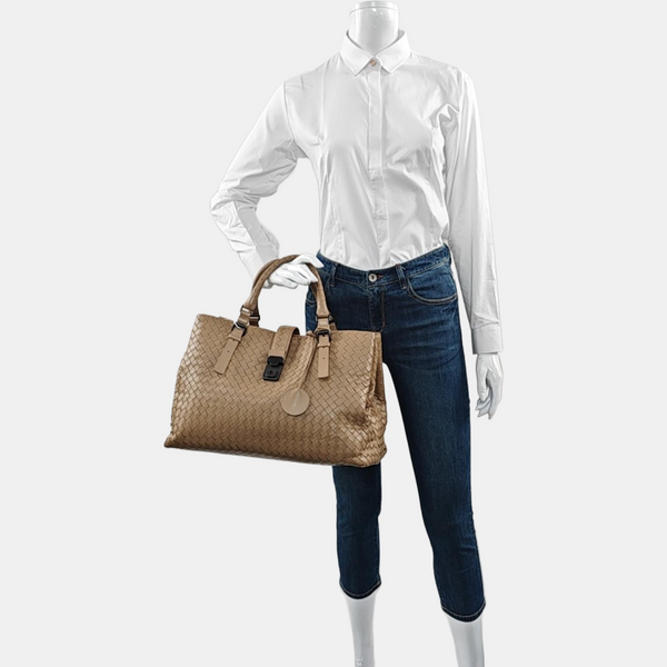 Authenticated pre-owned  Roma Calfskin Beige - Top Handle Bag at Looply