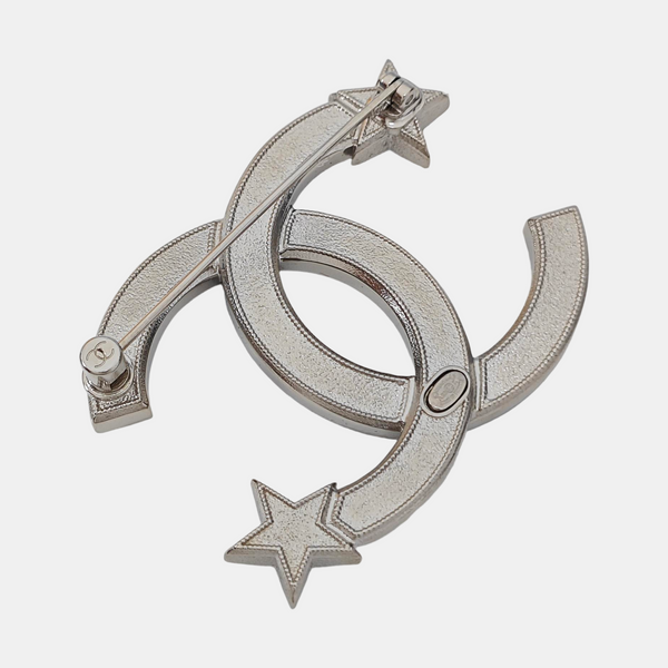 CC Logo Metal Silver Brooch