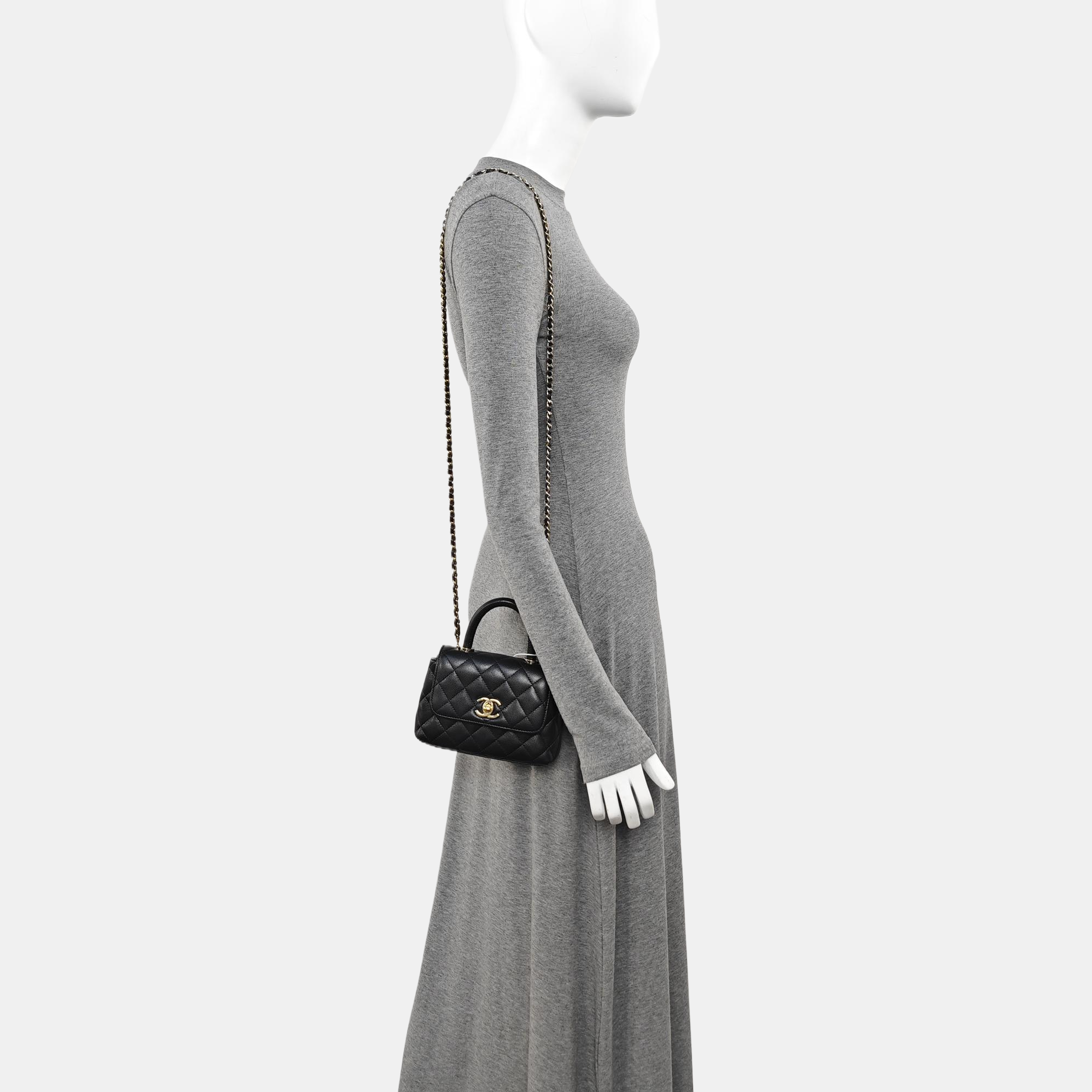 COCO HANDLE Grained Calfskin Black