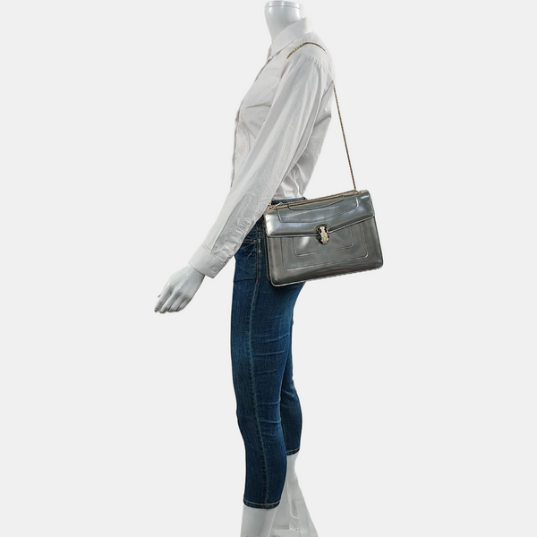 SERPENTI FOREVER Medium Calfskin Silver
