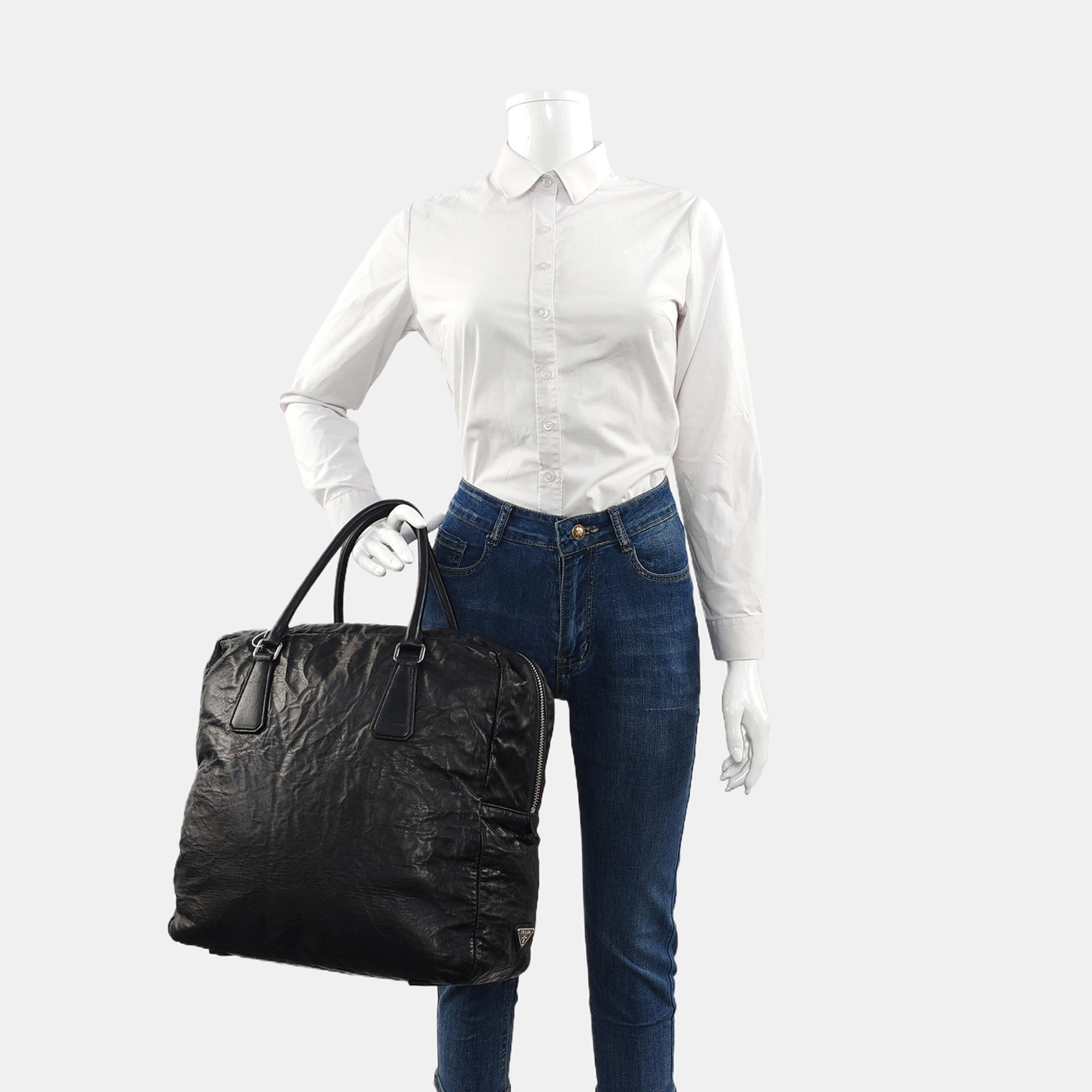 Lambskin Top Handle Bag Black
