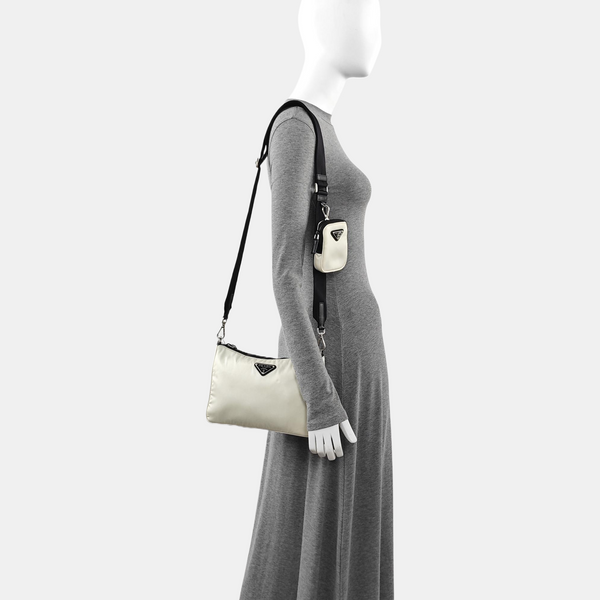 Nylon Shoulder Bag White