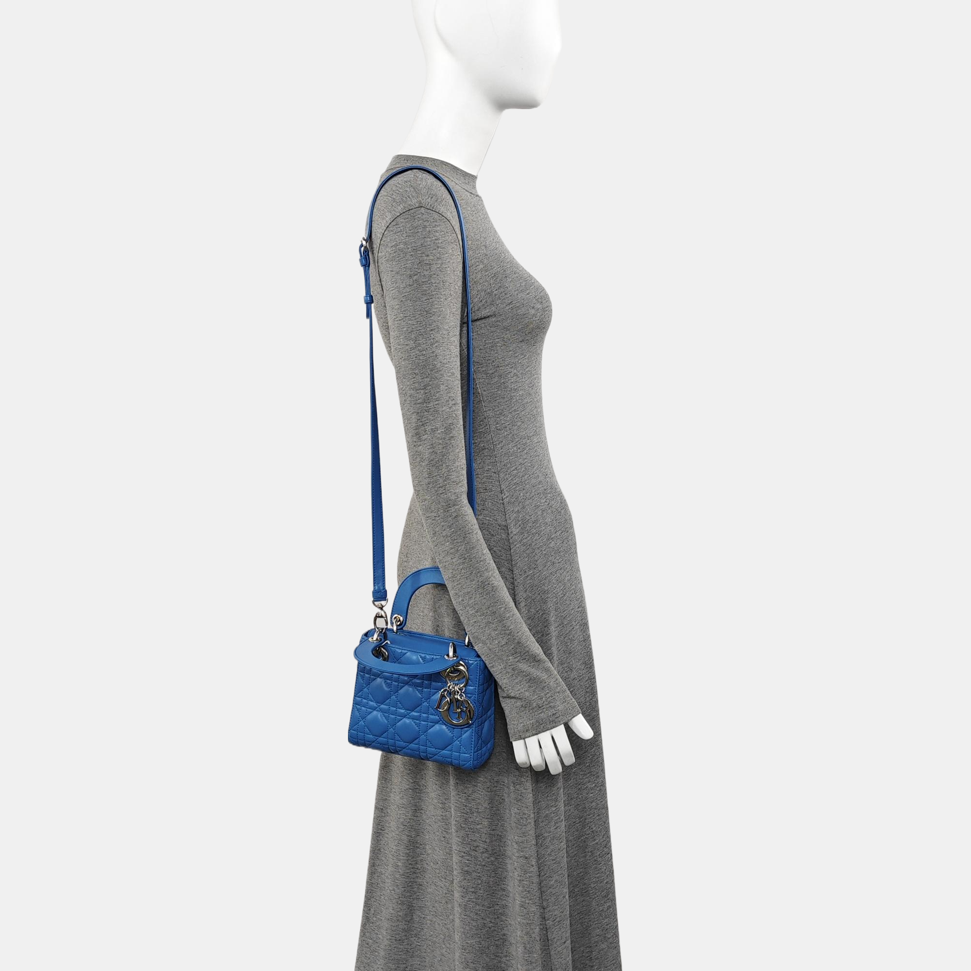 Lady Dior Mini Cannage Lambskin Blue