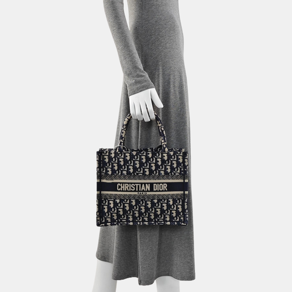 Book Tote Small Oblique Canvas Blue