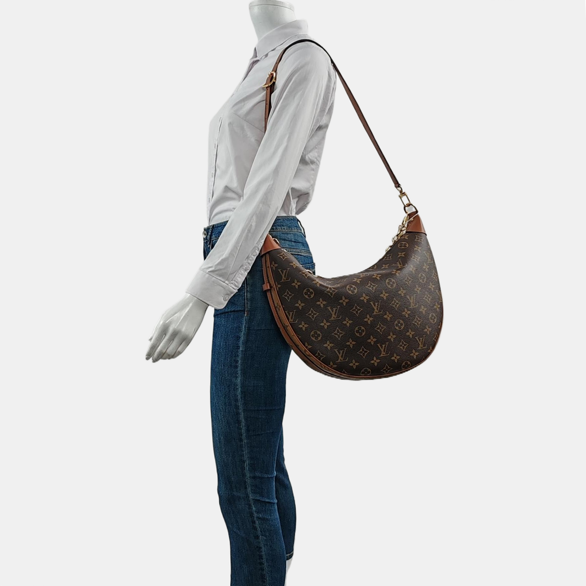 LOOP HOBO Monogram Coated Canvas Brown