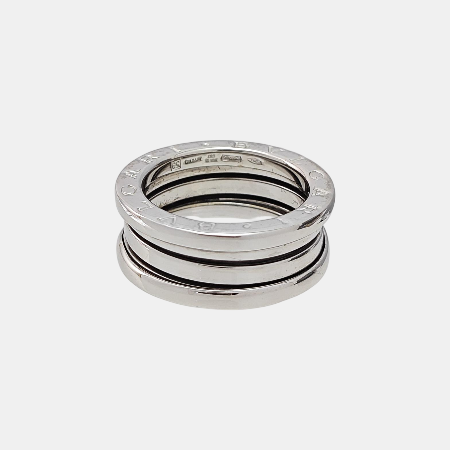 B.ZERO1 18k White Gold Silver Ring EU 53