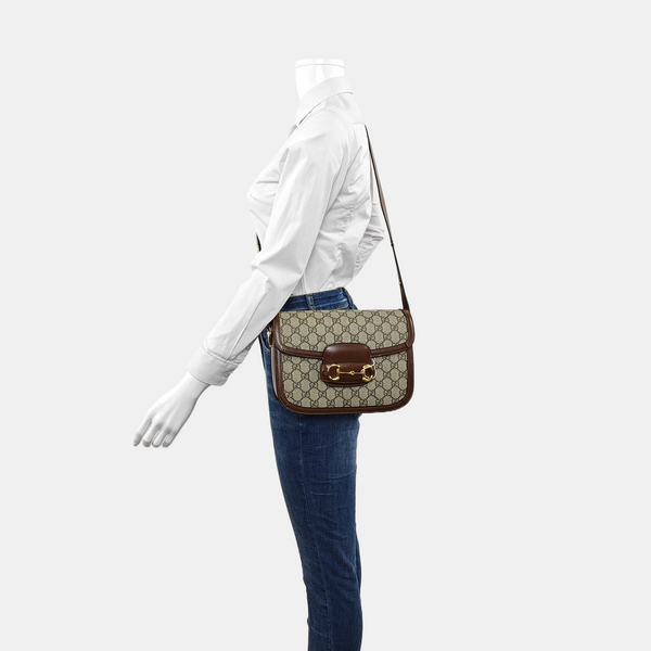 Horsebit 1955 Medium Monogram Coated Canvas Beige