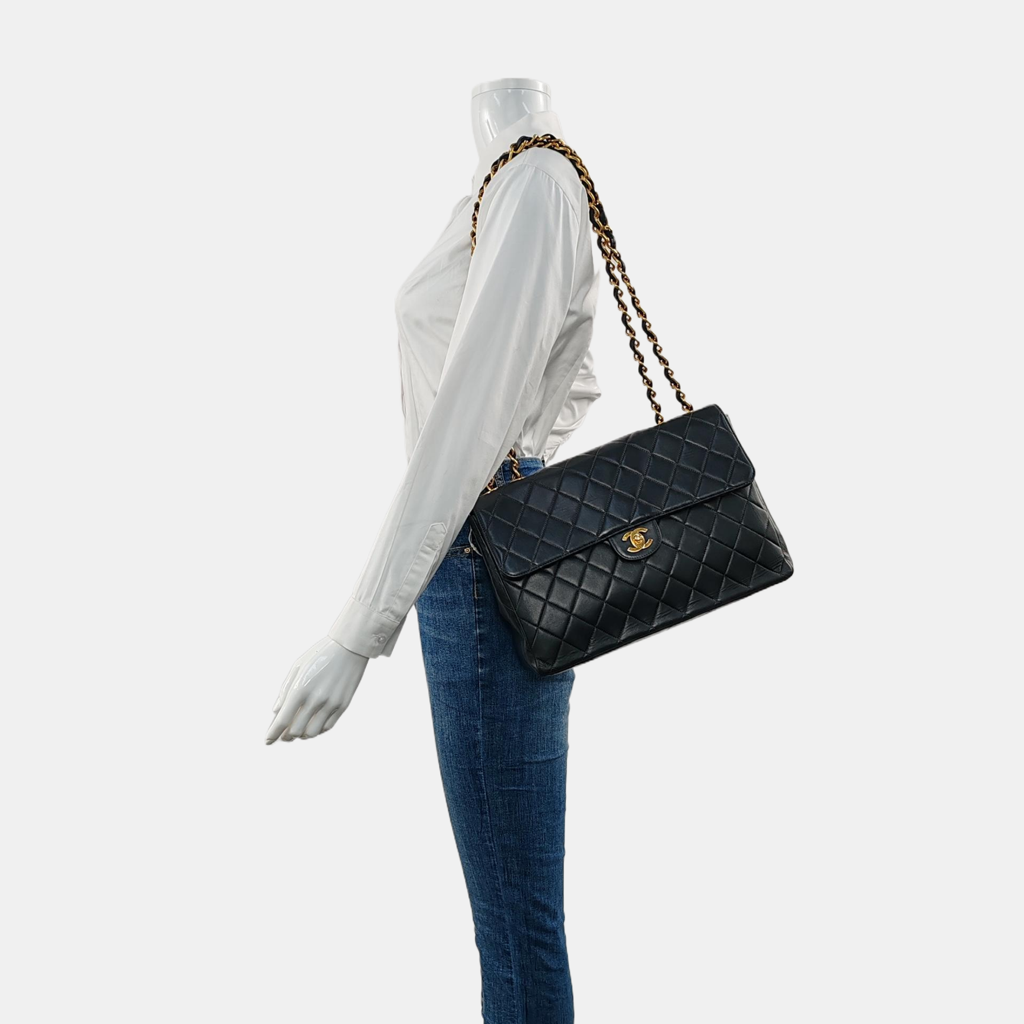 Large Quilted Lambskin Black