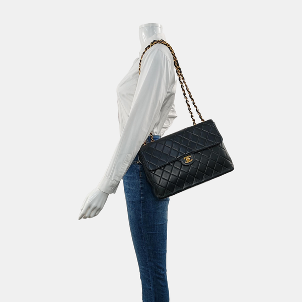 Large Quilted Lambskin Black