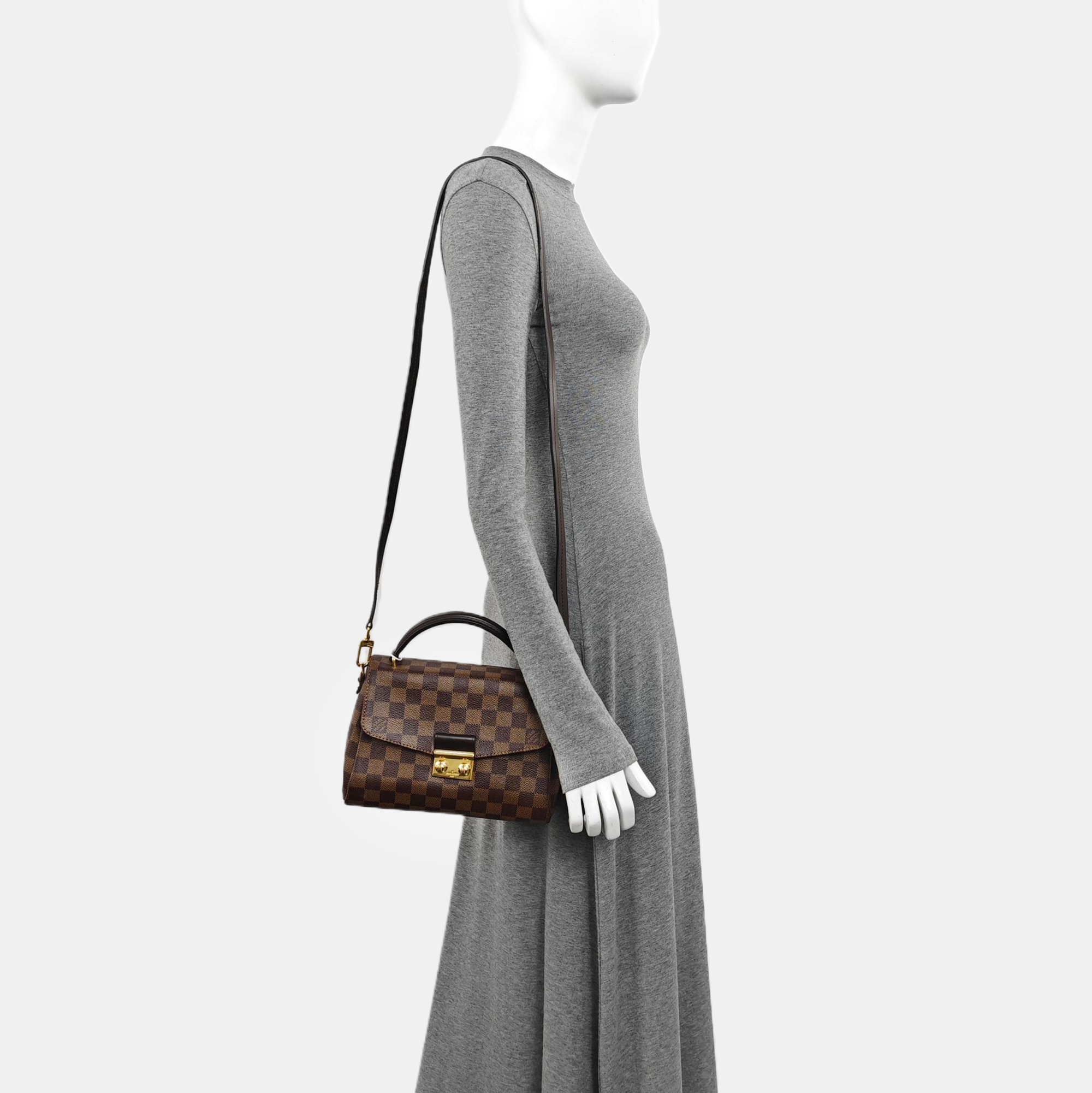CROISETTE Damier Ebene Coated Canvas Brown