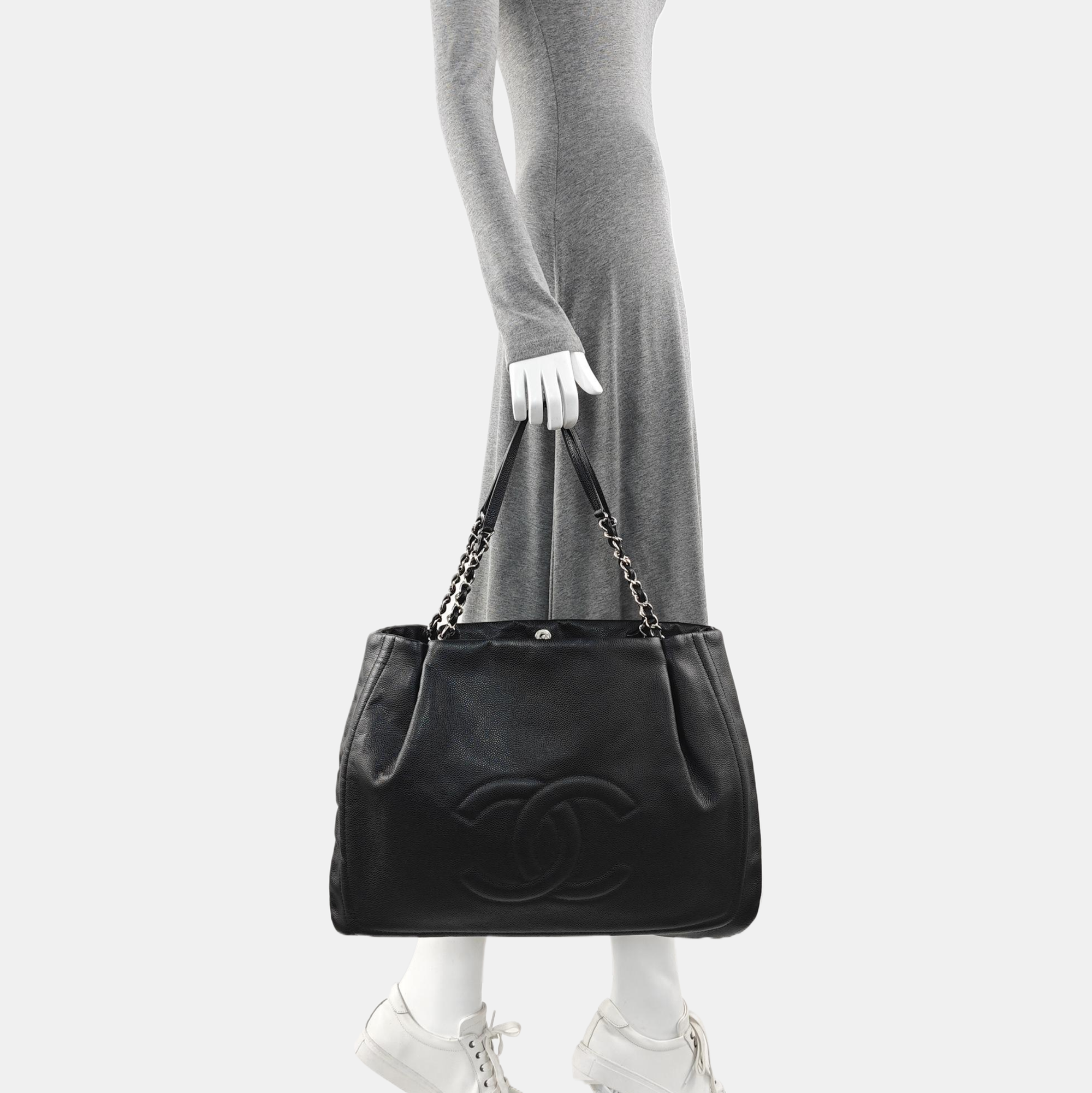 Grained Calfskin Tote Bag Black