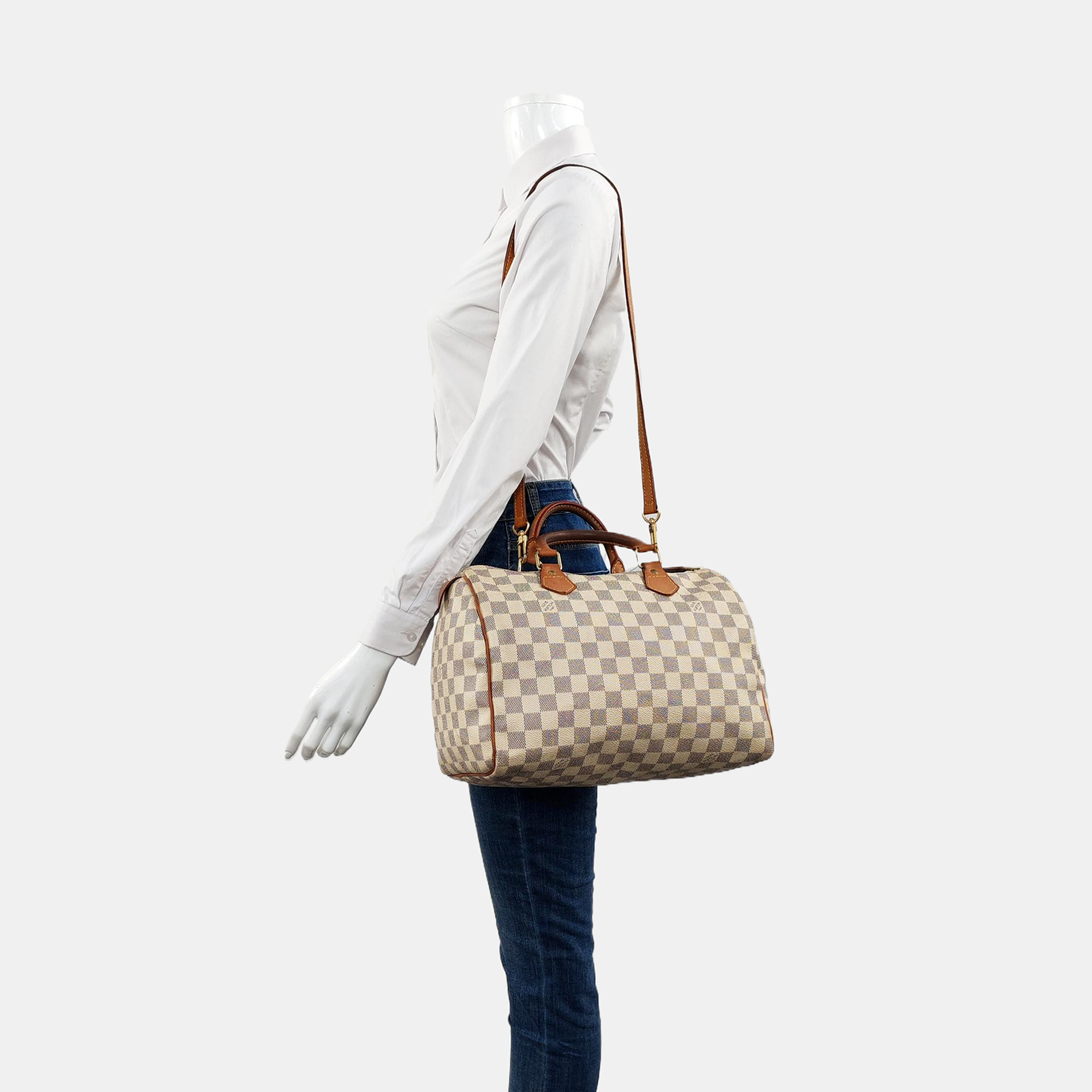 SPEEDY 30 Damier Azur Coated Canvas White